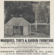 Piggott Brothers & Co Marquees, Tents and Garden Furniture, 1906. Artist: Unknown