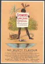 Stower's Lime Juice Cordial, 1890s. Artist: Unknown