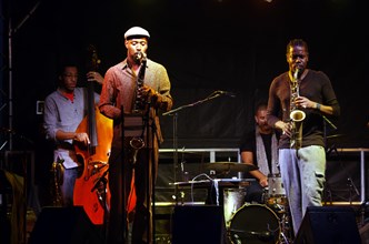 Soweto Kinch and Shabaka Hutchings, Imperial Wharf Jazz Festival, London, 2011. Artist: Brian O'Connor
