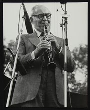 Benny Goodman playing his clarinet, Knebworth, Hertfordshire, 1982. Artist: Denis Williams