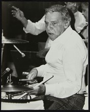 Buddy Rich playing the drums at the Royal Festival Hall, London,  June 1985. Artist: Denis Williams