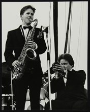 Scott Hamilton (tenor saxophone and Warren Vache (trumpet) at Knebworth, Hertfordshire, 1982. Artist: Denis Williams