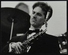Tenor saxophonist Scott Hamilton at Knebworth, Hertfordshire, 1982. Artist: Denis Williams