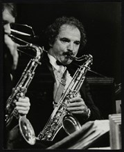 Saxophonist Frank Tiberi performing at the Forum Theatre, Hatfield, Hertfordshire, 1983. Artist: Denis Williams