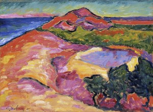 'Coast scene with red hill', 1911. Artist: Alexei Jawlensky