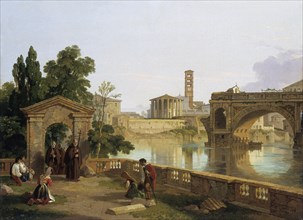 'The Tiber with the temple of Vesta', 1828. Artist: Penry Williams.