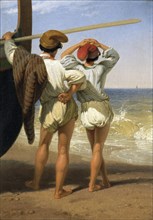 'Fisher boys', 1820-1885. Artist: Penry Williams.