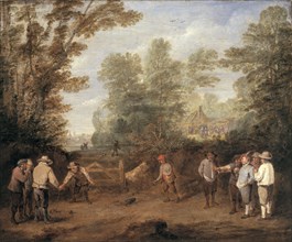 'A game of bowls', 1705-1734. Artist: Pieter Angillis