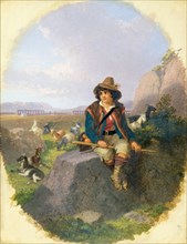 'A goatherd on the Romas Campagna', 1870s. Artist: Penry Williams.