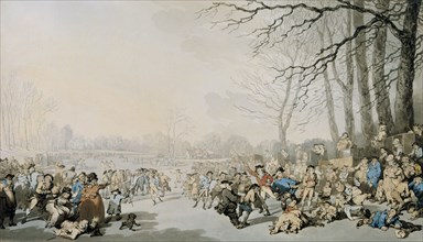 'Skaters on the Serpentine', 1784. Artist: Thomas Rowlandson.