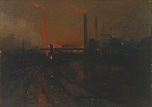 'Steel Works, Cardiff at night', 1893-97. Artist: Lionel Walden