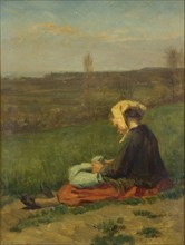 'A child in a field', 1871. Artist: Pierre Edouard Frere.