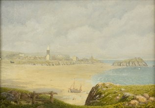'Tenby, the beach', 1870-1927. Artist: Isambard Owen