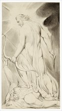 'Christ trampling down Satan', c1800. Artist: William Blake.