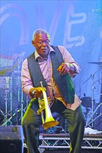 Hugh Masekela, Love Supreme Jazz Festival, Glynde Place, East Sussex, 2015. Artist: Brian O'Connor.