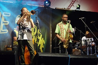Theo Croker and Irwin Hall, Love Supreme Jazz Festival, Glynde Place, East Sussex, 2015. Artist: Brian O'Connor.