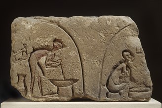 Sandstone relief of preparation of a meal, XVIIIth Dynasty (c1540-c1292 BC). Artist: Unknown.