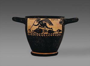 Boetian black-figure skyphos depicting Odysseus at sea and with Circe, 4th century BC. Artist: Cabirion Group.
