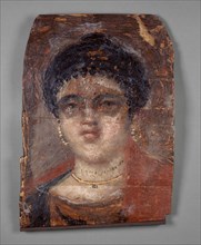 Mummy portrait painted in encaustic on a wooden panel, about 100-120, 2nd century. Artist: Unknown.