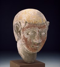 Painted sandstone head of a ba-statue, 1st-3rd century. Artist: Unknown.