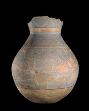 Hand- and wheel-made jar with blue painted motifs, XVIIIth Dynasty (c1540 BC-c1292 BC). Artist: Unknown.