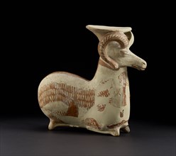 Vase in form of couchant ram (restored), x Artist: Unknown.