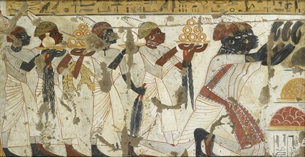 Copy of wall painting from private tomb 40 of Huy, Thebes (I,1, 75-78), 20th century. Artist: Anna (Nina) Macpherson Davies.