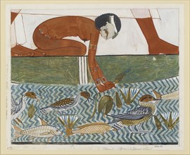 Copy of wall painting from private tomb 69 of Menna, Thebes (I,1, 134-139), 20th century. Artist: Anna (Nina) Macpherson Davies.