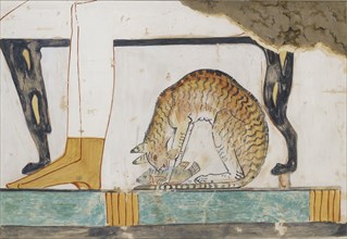 Copy of wall painting from private tomb 52 of Nakht, Thebes (I, 1, 99-102), 20th century.
