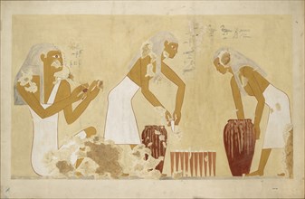 Copy of wall painting from private tomb 60 of Antefoker, Thebes (I, 1, 121-123), 20th century. Artist: Anna (Nina) Macpherson Davies.