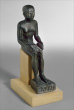 Statuette of Imhotep, eyes inlaid, Late Period (Egypt) (c715-343 BC). Artist: Unknown.