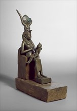 Statuette and stand, Late Period (Egypt), (c715-343 BC). Artist: Unknown.