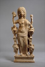 Terracotta statuette of Venus, or a young woman dressed at Venus, at her toilet, c200-230. Artist: Unknown.