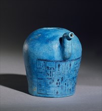 Spouted faience vessel with inscription, XXIst Dynasty, (c1070-c945 BC). Artist: Unknown.