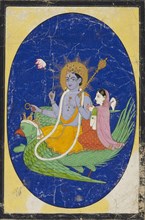 Vishnu and consort mounted on Garuda, 19th century. Artist: Unknown.