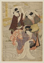 Woodblock print-Group of washerwomen, 19th century Artist: Kikukawa Eizan.