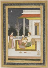 Love scene on a terrace at night, c1790. Artist: Unknown.