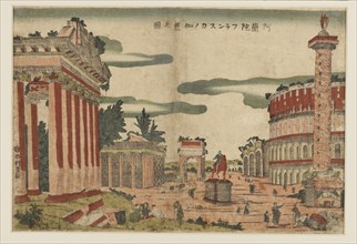 Woodblock print - A capriccio view of Rome, c1770s. Artist: Utagawa Toyoharu.