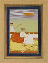 Prince seated on terrace with attendant, 18th century. Artist: Unknown.