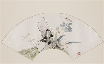 Lily, rock, and dragonfly, 19th century (1801-1900). Artist: Baoru Liu.