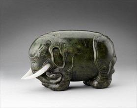 Jade figure of an elephant, 17th-18th century. Artist: Unknown.