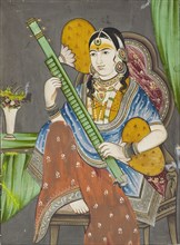 A lady playing a vina, 19th century. Artist: Unknown.