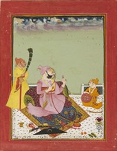 Maharao Ajit Singh on a terrace with son and attendant, c1770. Artist: Unknown.