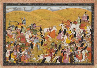 Battle scene between armies of devas and asuras, early 19th century. Artist: Unknown.