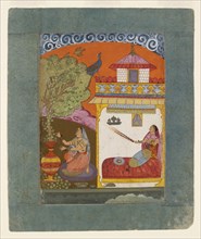 A lady plucking leaves, illustrating the musical mode Gunakali Ragini, c1675. Artist: Unknown.