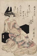 Print - The courtesan Chojiya Karakoto, 18th century. Artist: Kitagawa Utamaro.