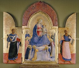 Virgin and Child with Angels and Dominican Saint; St Peter (left); St Paul (right), 15th century Artist: Studio of Fra Angelico.