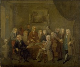 An Assembly of 'Virtuosi', 1700-1737. Artist: Gawen Hamilton.