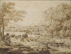 Youth playing a Pipe in a pastoral Landscape, c1640s. Artist: Claude Lorrain.