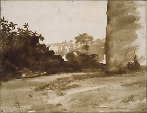 View of Shrubbery with a Wall on the right, c1640. Artist: Claude Lorrain.